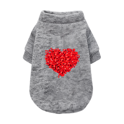 Glitter Red Heart Sweet White Dog Sweater