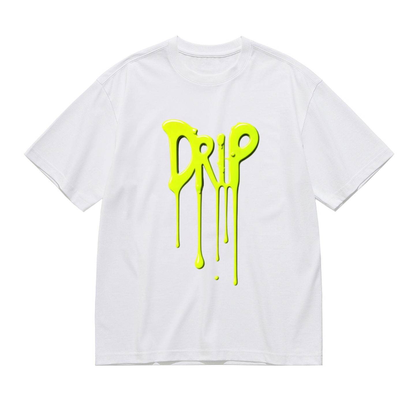 Neon Green Drip Graffiti DRIP Letter Plus Size Women Printed T-Shirt