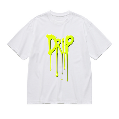 Neon Green Drip Graffiti DRIP Letter Plus Size Women Printed T-Shirt