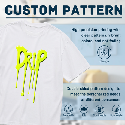 Neon Green Drip Graffiti DRIP Letter Plus Size Women Printed T-Shirt