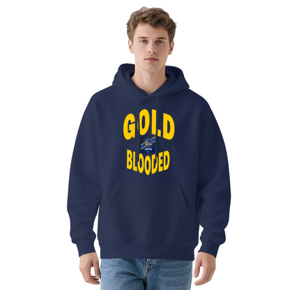 Gold Blooded Warriors Basketball Fan Hoodie, Vibrant Cozy Red Pullover