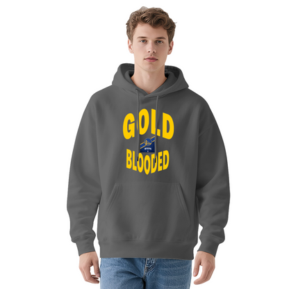 Gold Blooded Warriors Basketball Fan Hoodie, Vibrant Cozy Red Pullover