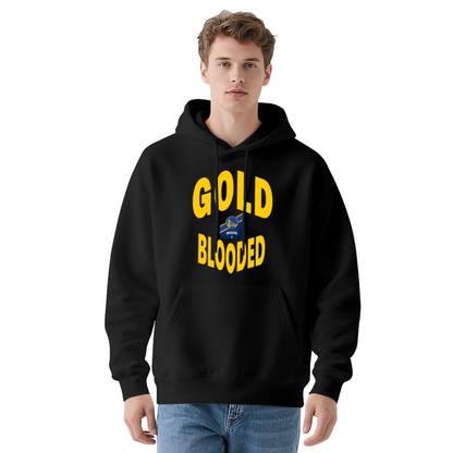 Gold Blooded Warriors Basketball Fan Hoodie, Vibrant Cozy Red Pullover