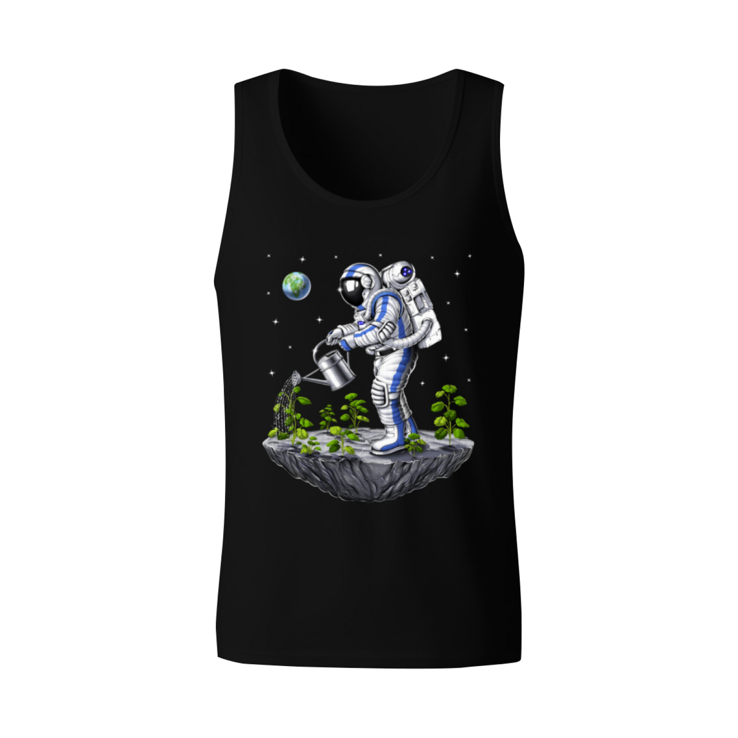 Surreal Space Astronaut Gardener Watering Plants Graphic Tank