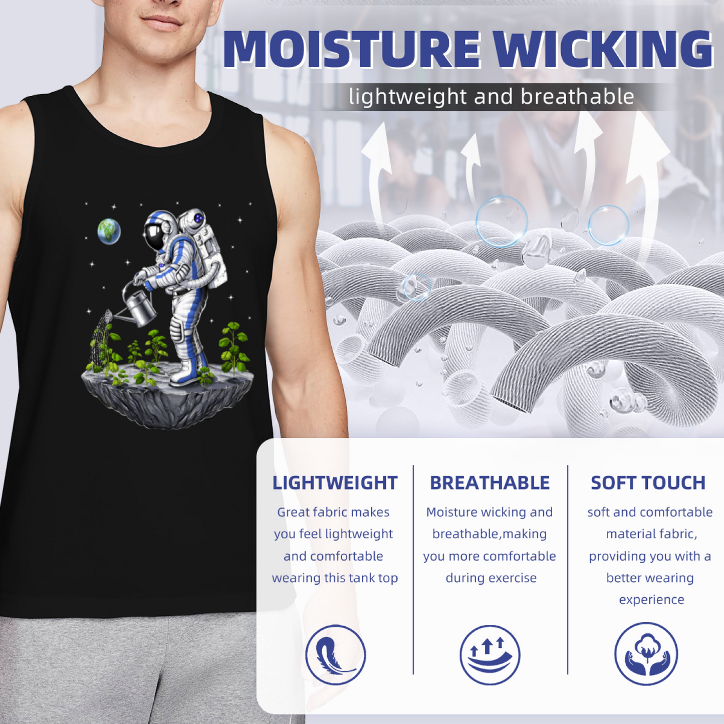Surreal Space Astronaut Gardener Watering Plants Graphic Tank