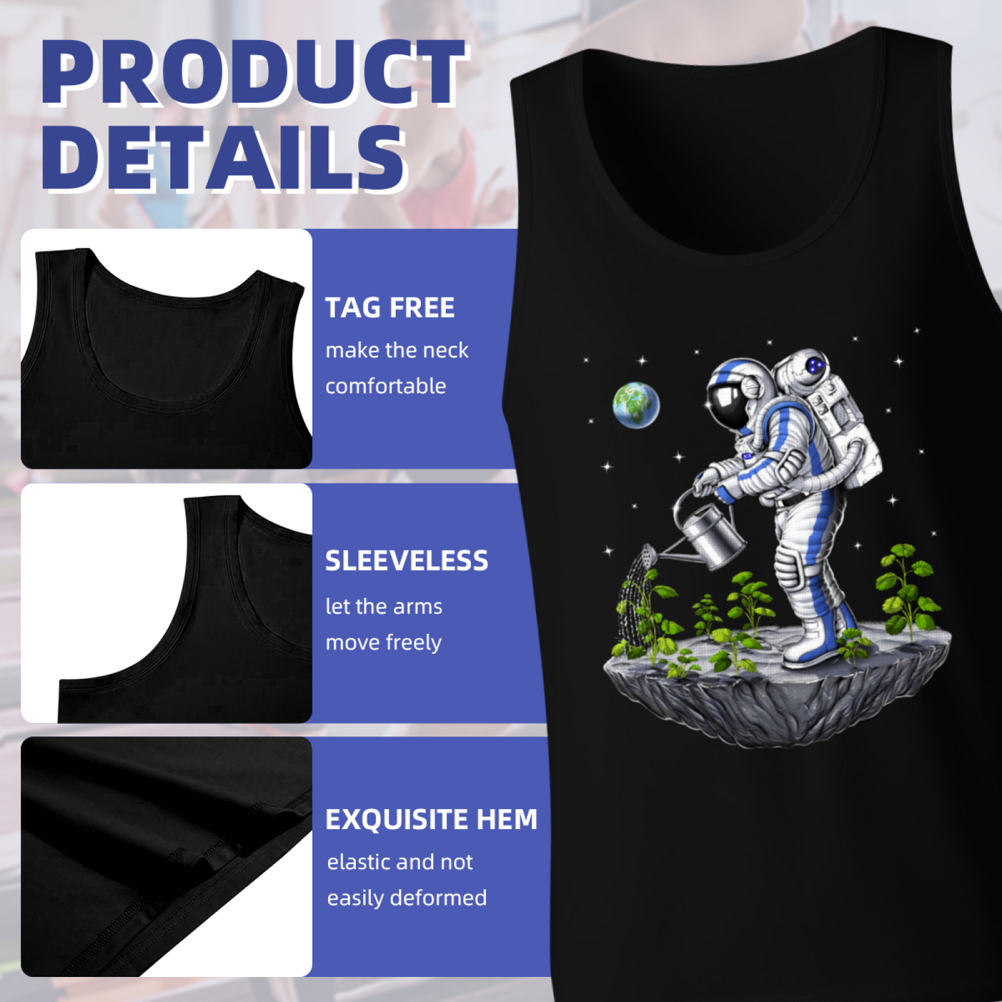 Surreal Space Astronaut Gardener Watering Plants Graphic Tank