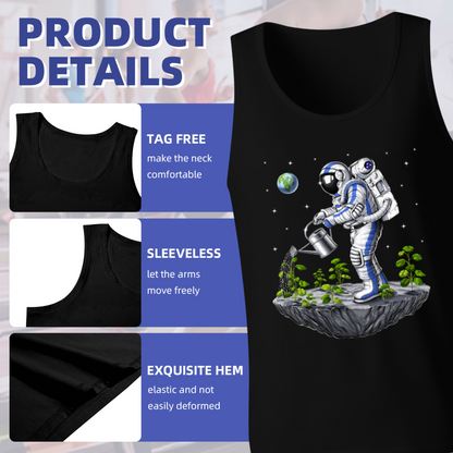 Surreal Space Astronaut Gardener Watering Plants Graphic Tank