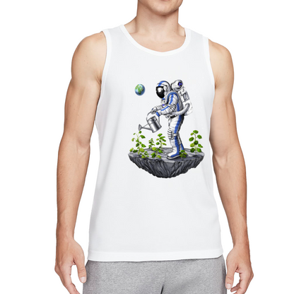 Surreal Space Astronaut Gardener Watering Plants Graphic Tank