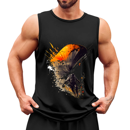 Watercolor Skydive Parachute Art Athletic Tank Top For Men