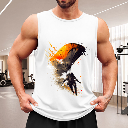 Watercolor Skydive Parachute Art Athletic Tank Top For Men