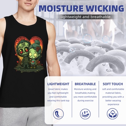 Gothic Zombie Couple Heart Dark Halloween Style Tank Top