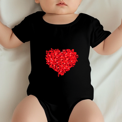 Glitter Red Confetti Heart Stylish Black Infant Onesie