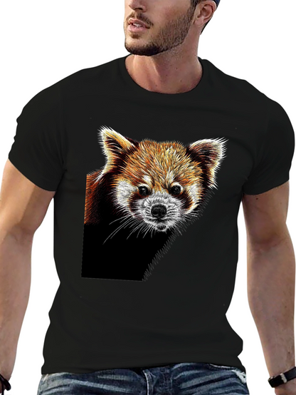 Red Panda Graphic Tee - Black Cotton T-Shirt