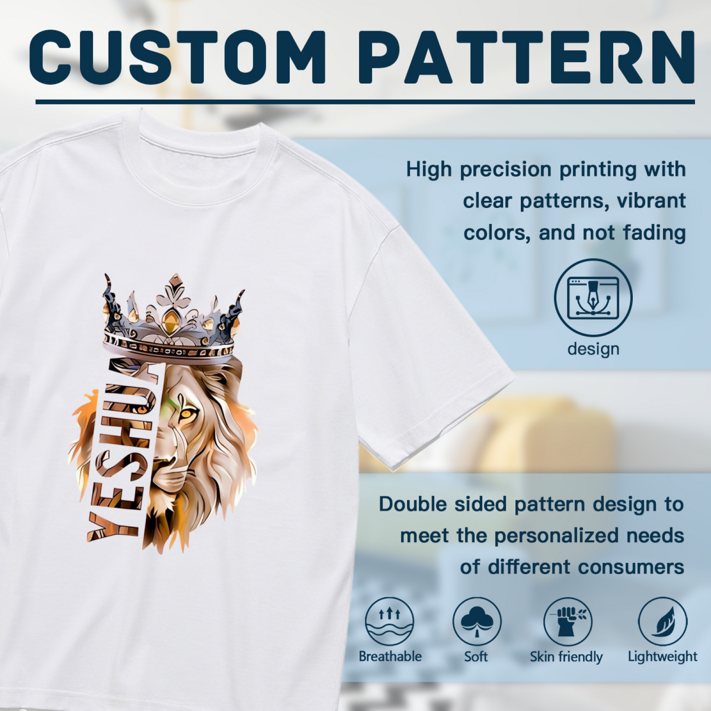 King Lion Crown Yeshua Christian Faith Plus Size Women Graphic Print T-Shirt