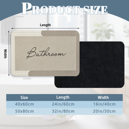 Vintage Cursive Bathroom Label Diatom Mat | Beige Neutral Silicone Quick Dry Bath Rug