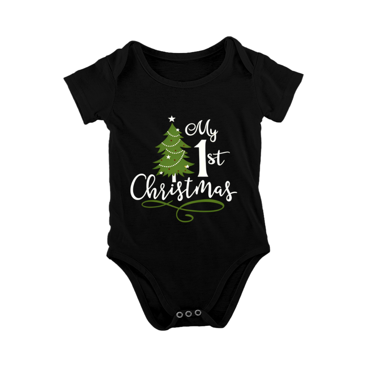 My 1st Christmas Cute Tree Black Baby Bodysuit