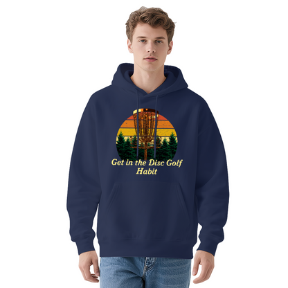 Vintage Disc Golf Sunset Forest Graphic Warm Hoodie, Outdoor Sport Lovers