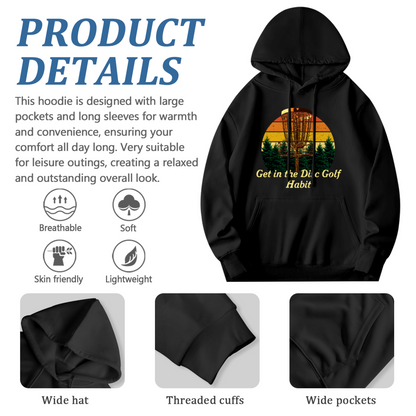 Vintage Disc Golf Sunset Forest Graphic Warm Hoodie, Outdoor Sport Lovers