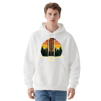 Vintage Disc Golf Sunset Forest Graphic Warm Hoodie, Outdoor Sport Lovers