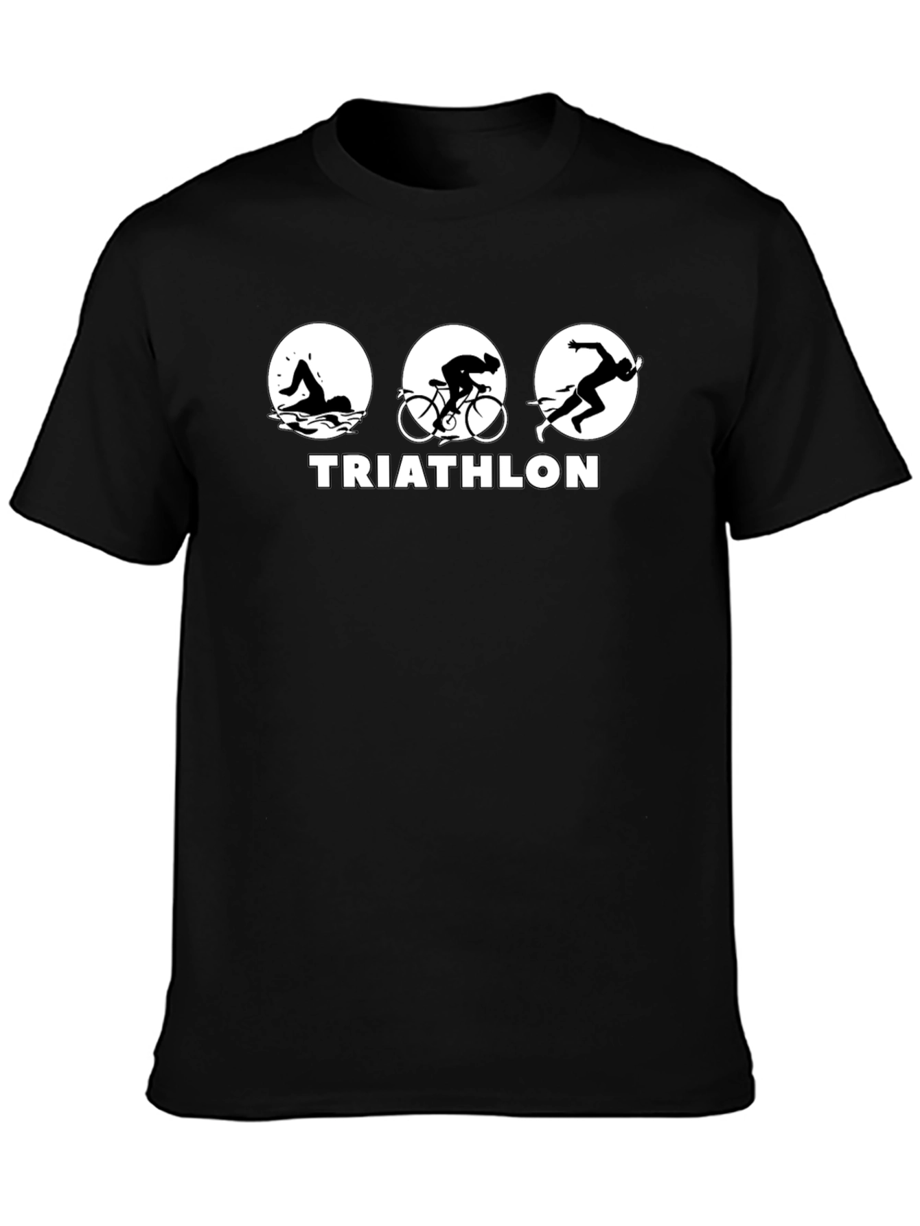 Triathlon Black T-Shirt - Swim Bike Run