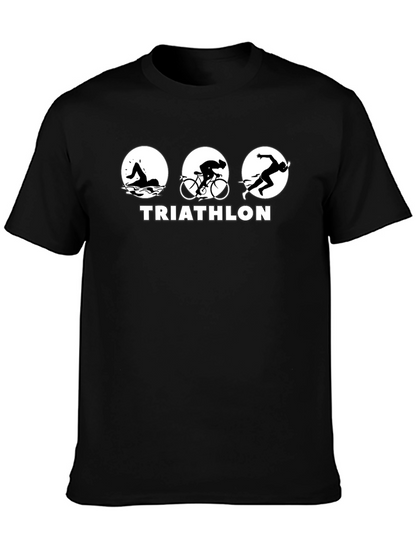 Triathlon Black T-Shirt - Swim Bike Run