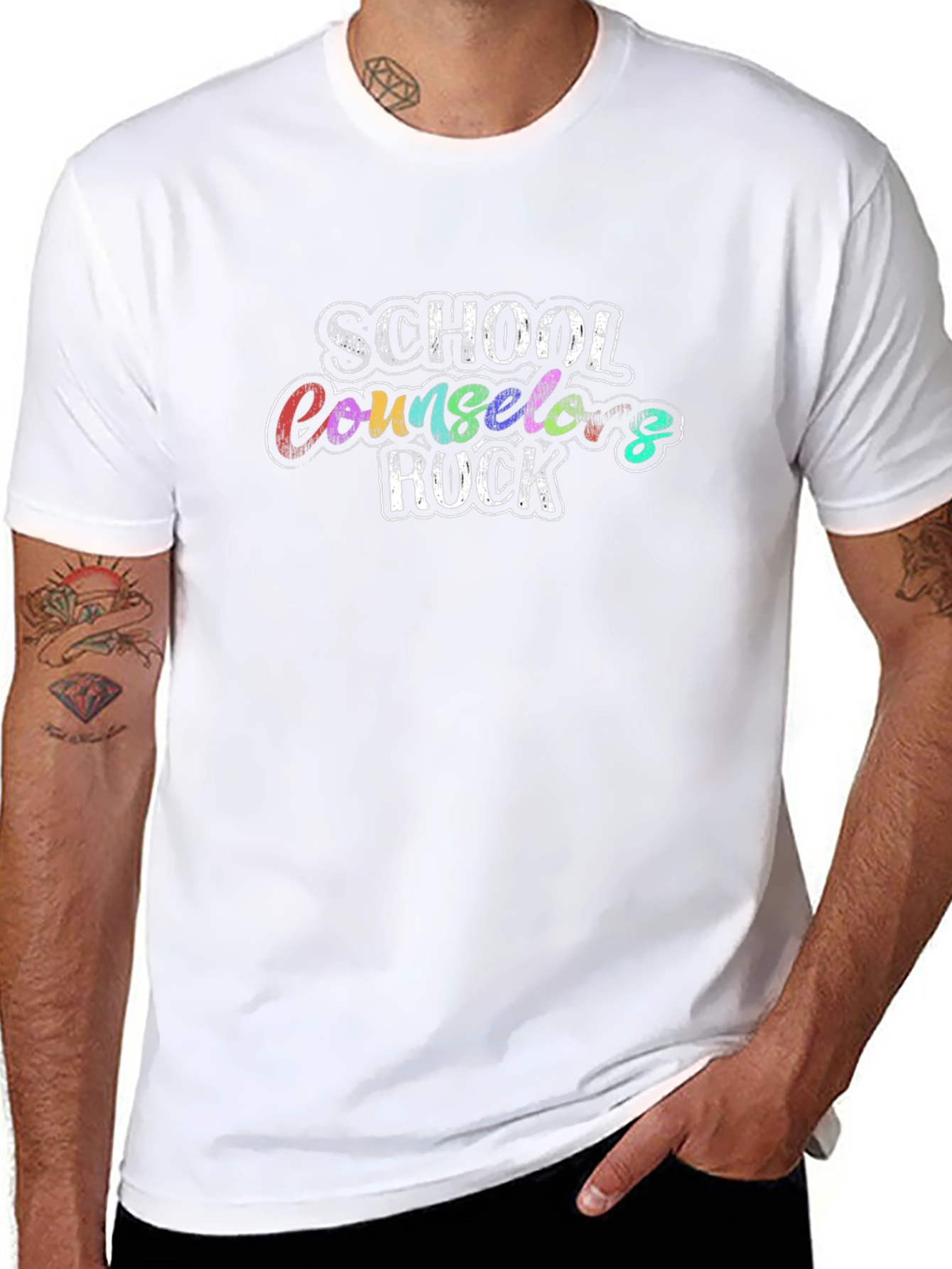 School Counselor Rocks Black Graphic T-Shirt