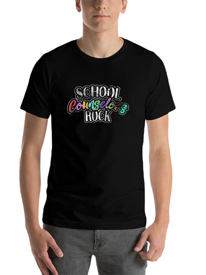 School Counselor Rocks Black Graphic T-Shirt