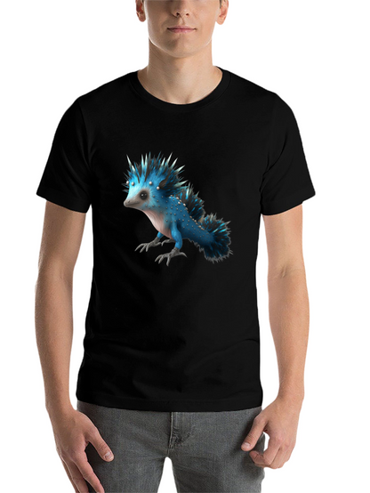 Mens Black T-Shirt with Blue Creature Graphic