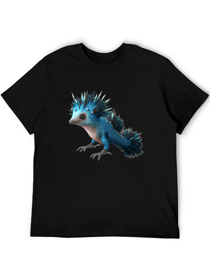 Mens Black T-Shirt with Blue Creature Graphic