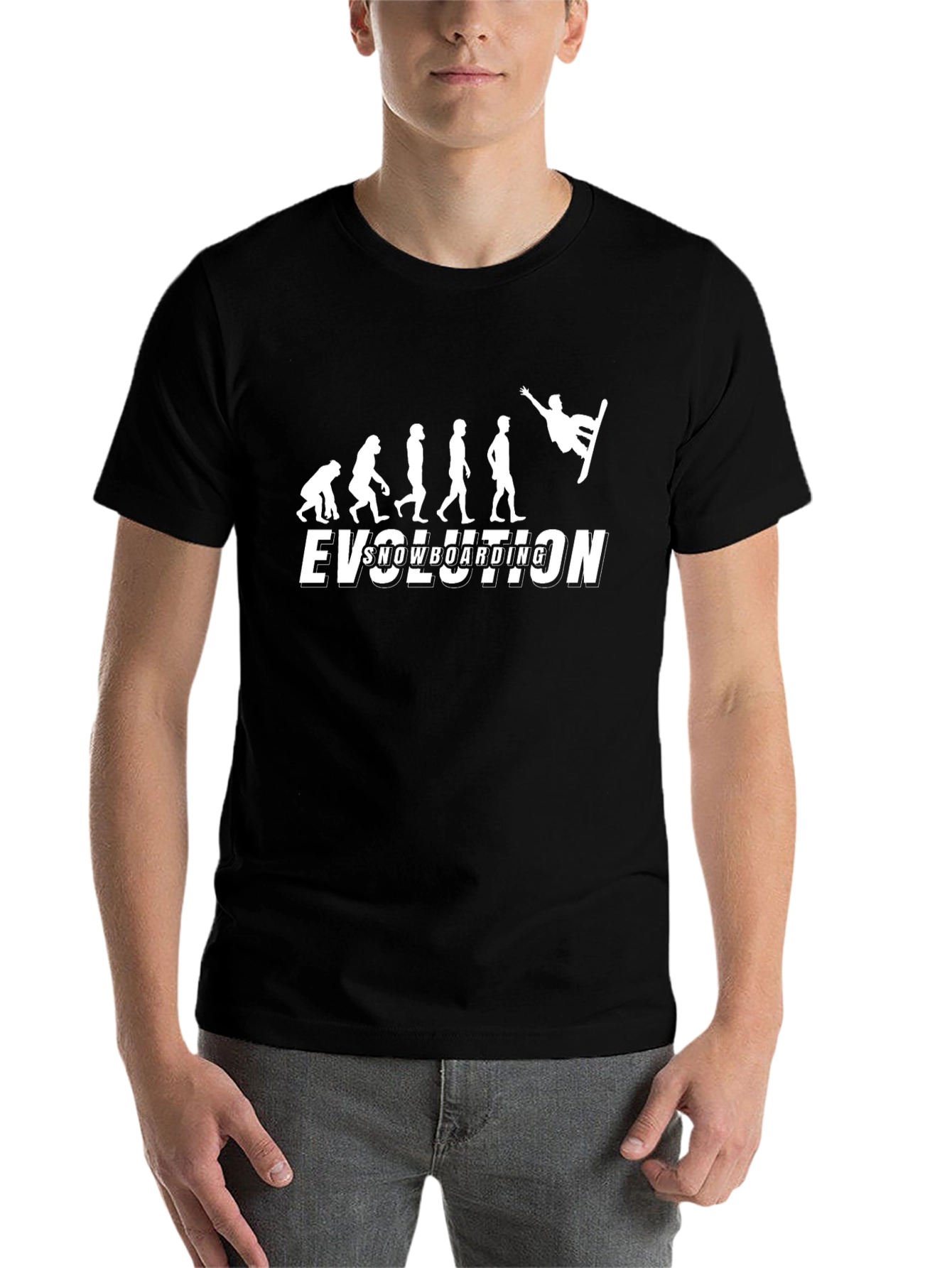 Snowboarding Evolution Graphic Tee - Black Cotton T-Shirt
