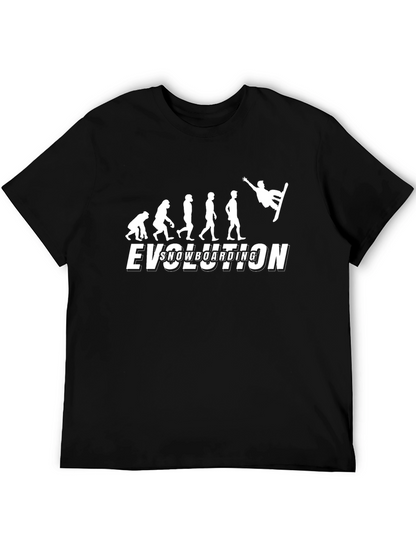 Snowboarding Evolution Graphic Tee - Black Cotton T-Shirt