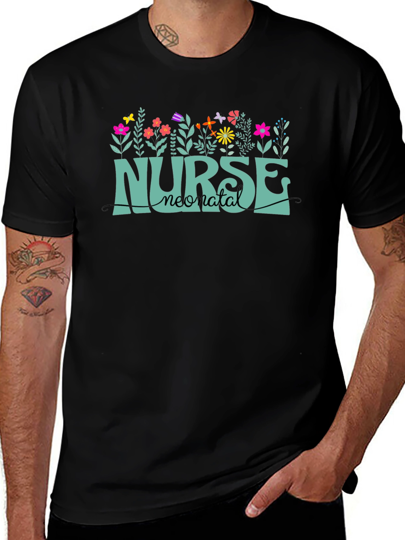 Neonatal Nurse T-Shirt - Floral Design