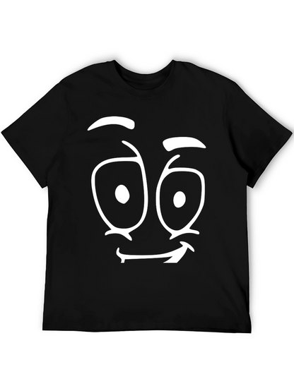 Funny Face Graphic Tee - Black Cotton T-Shirt