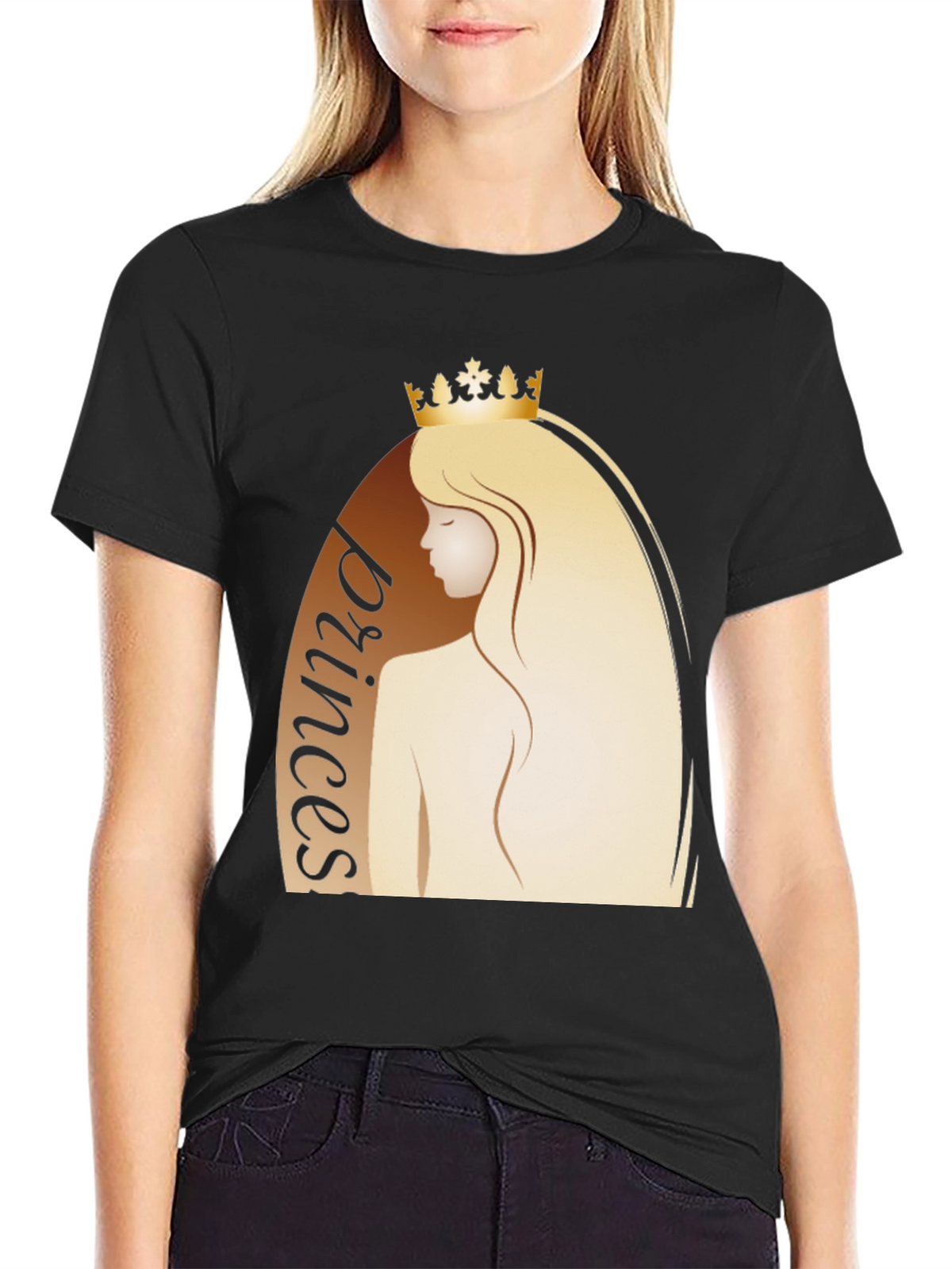 Princess Graphic Tee - Black Cotton T-Shirt