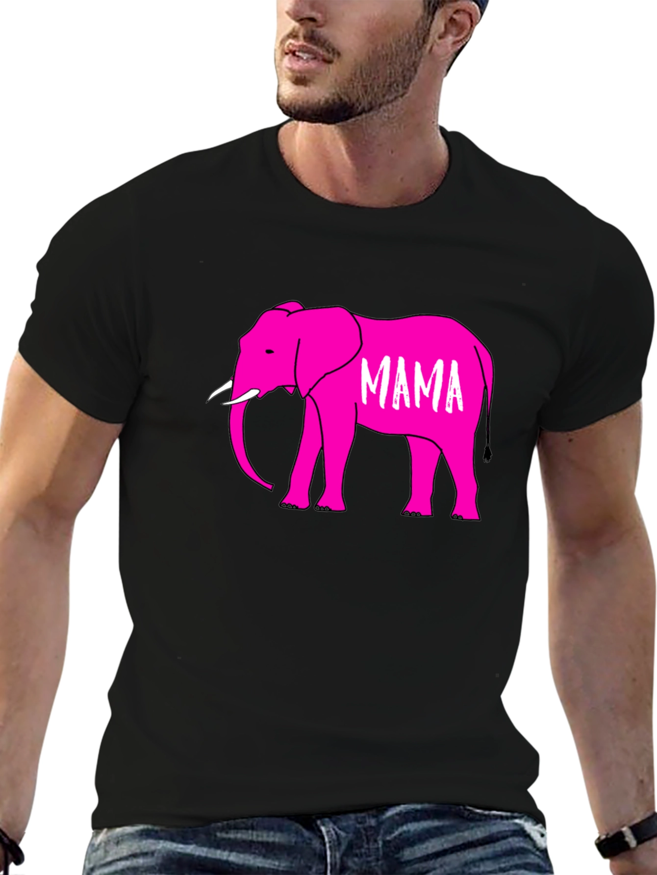Mama Elephant Graphic T-Shirt - Black Cotton Tee