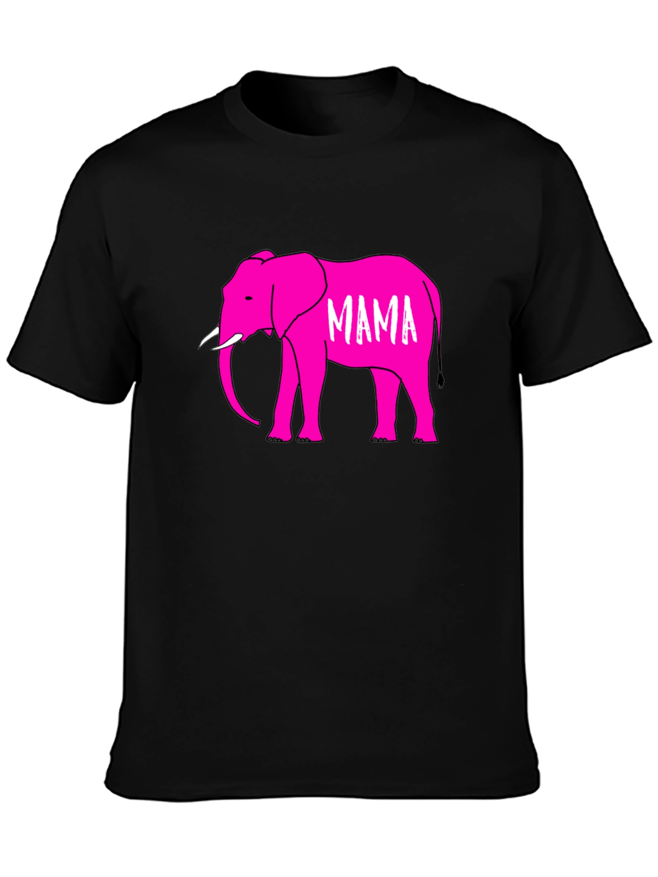 Mama Elephant Graphic T-Shirt - Black Cotton Tee