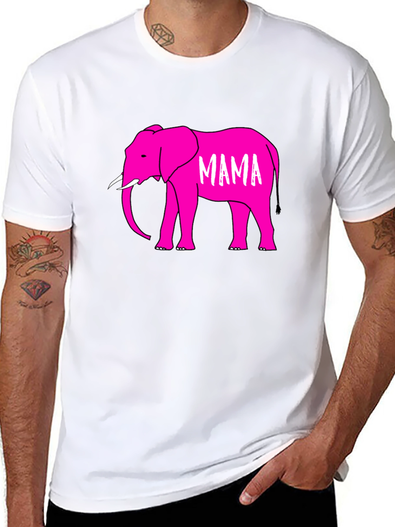Mama Elephant Graphic T-Shirt - Black Cotton Tee