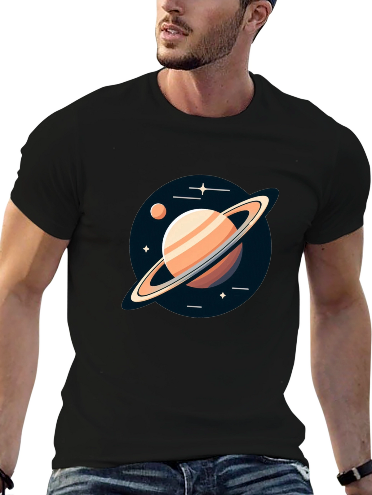 Saturn Graphic Black Tee