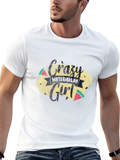 Crazy Watermelon Girl T-Shirt - Black Cotton Tee