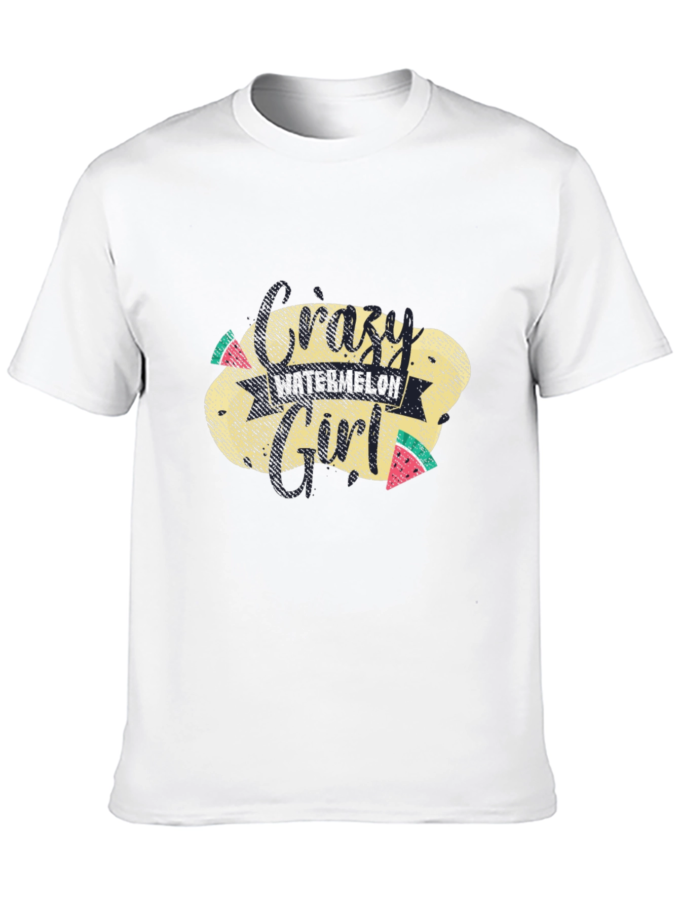 Crazy Watermelon Girl T-Shirt - Black Cotton Tee