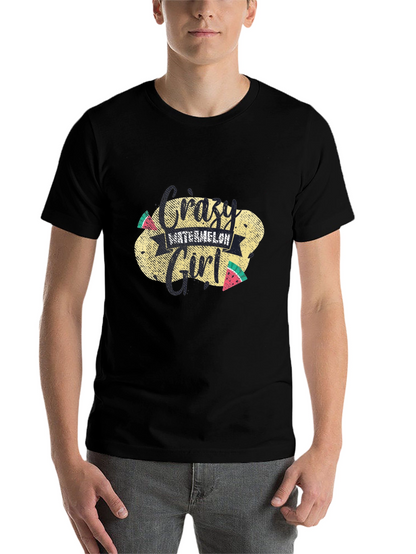 Crazy Watermelon Girl T-Shirt - Black Cotton Tee
