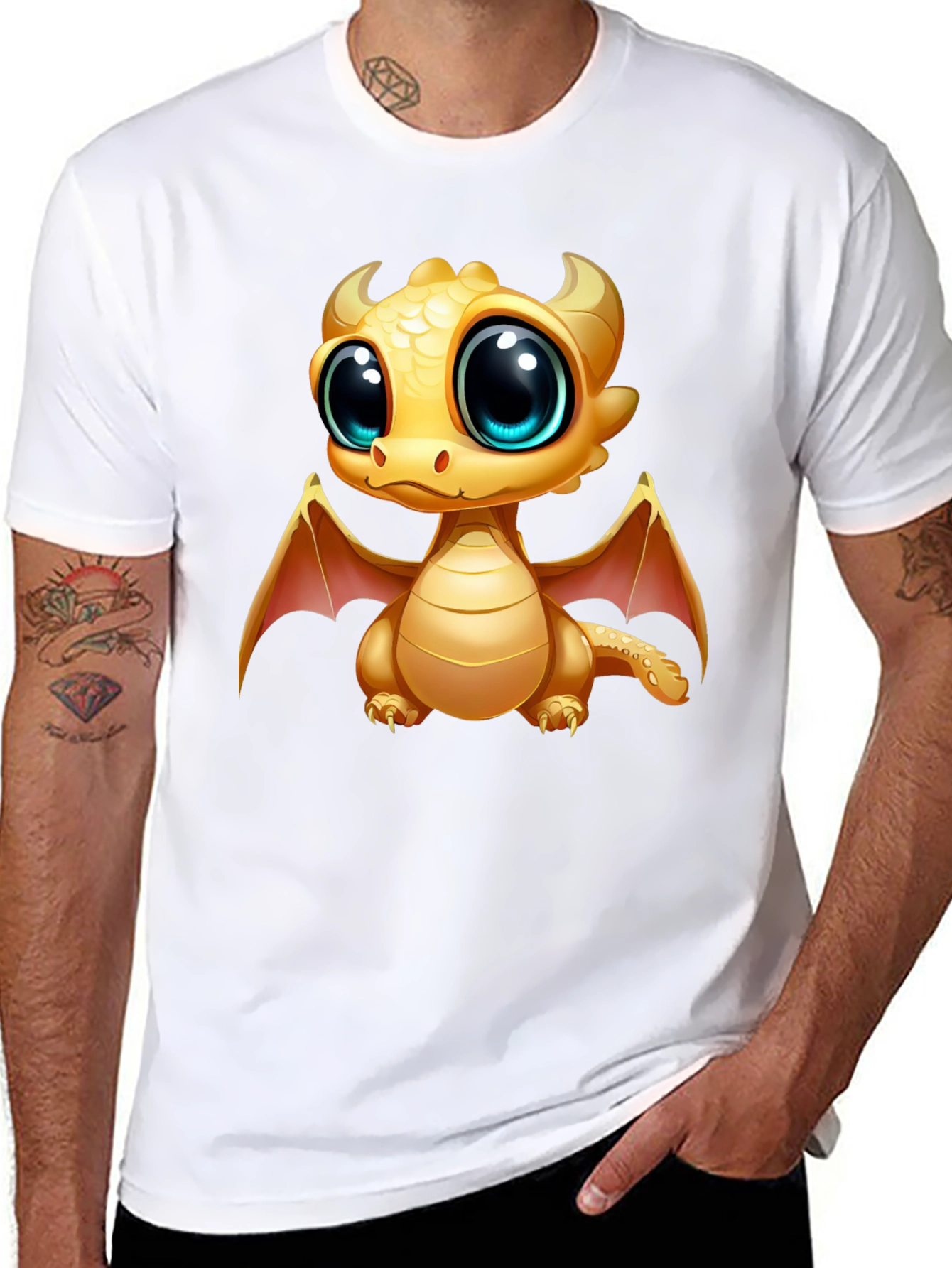 Cute Dragon Graphic Tee - Black