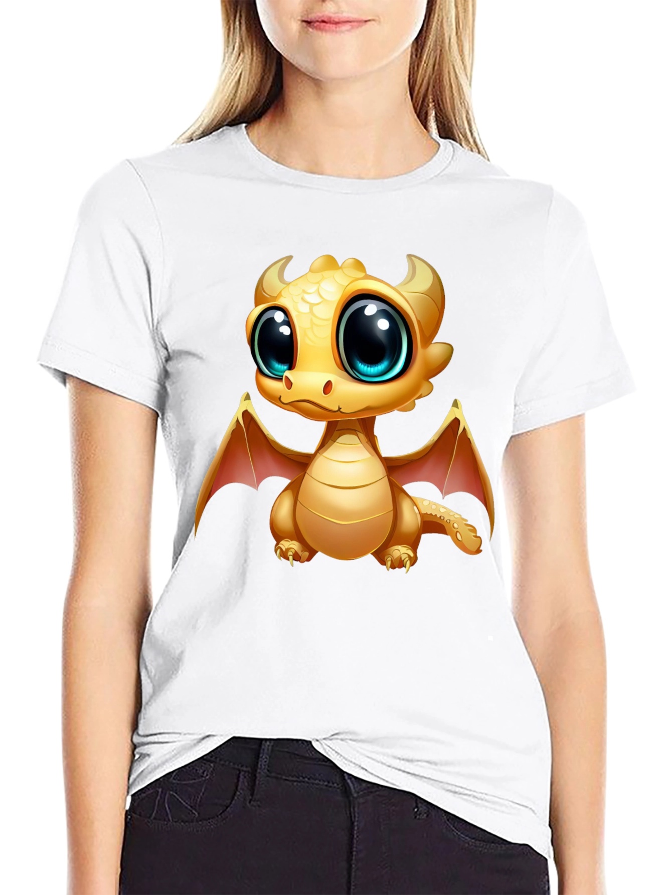 Cute Dragon Graphic Tee - Black