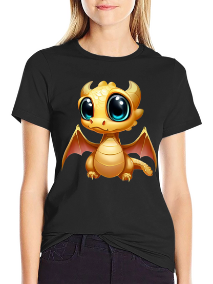 Cute Dragon Graphic Tee - Black