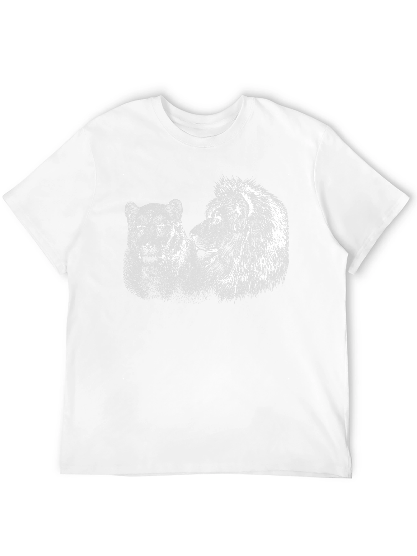 Lion and Lioness Graphic Tee - Black Cotton T-Shirt