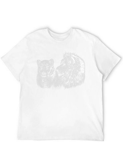Lion and Lioness Graphic Tee - Black Cotton T-Shirt