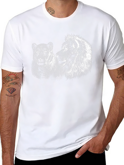 Lion and Lioness Graphic Tee - Black Cotton T-Shirt
