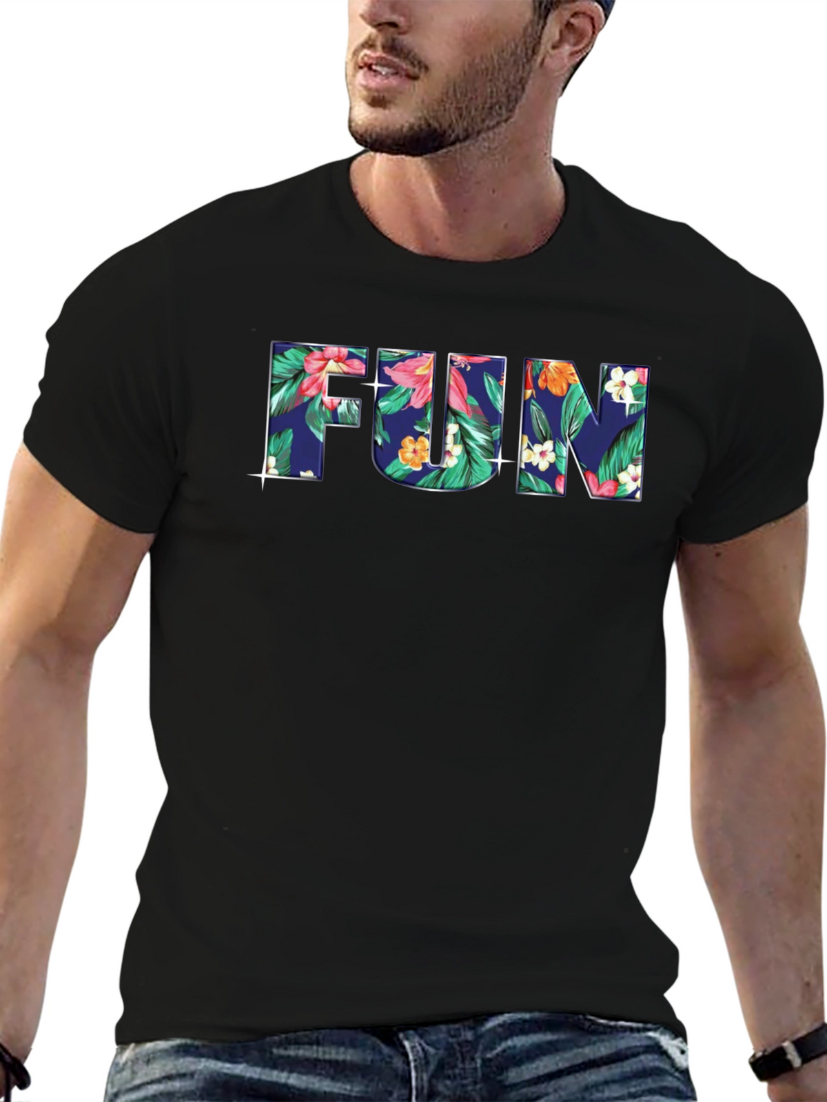 Fun Floral Black T-Shirt