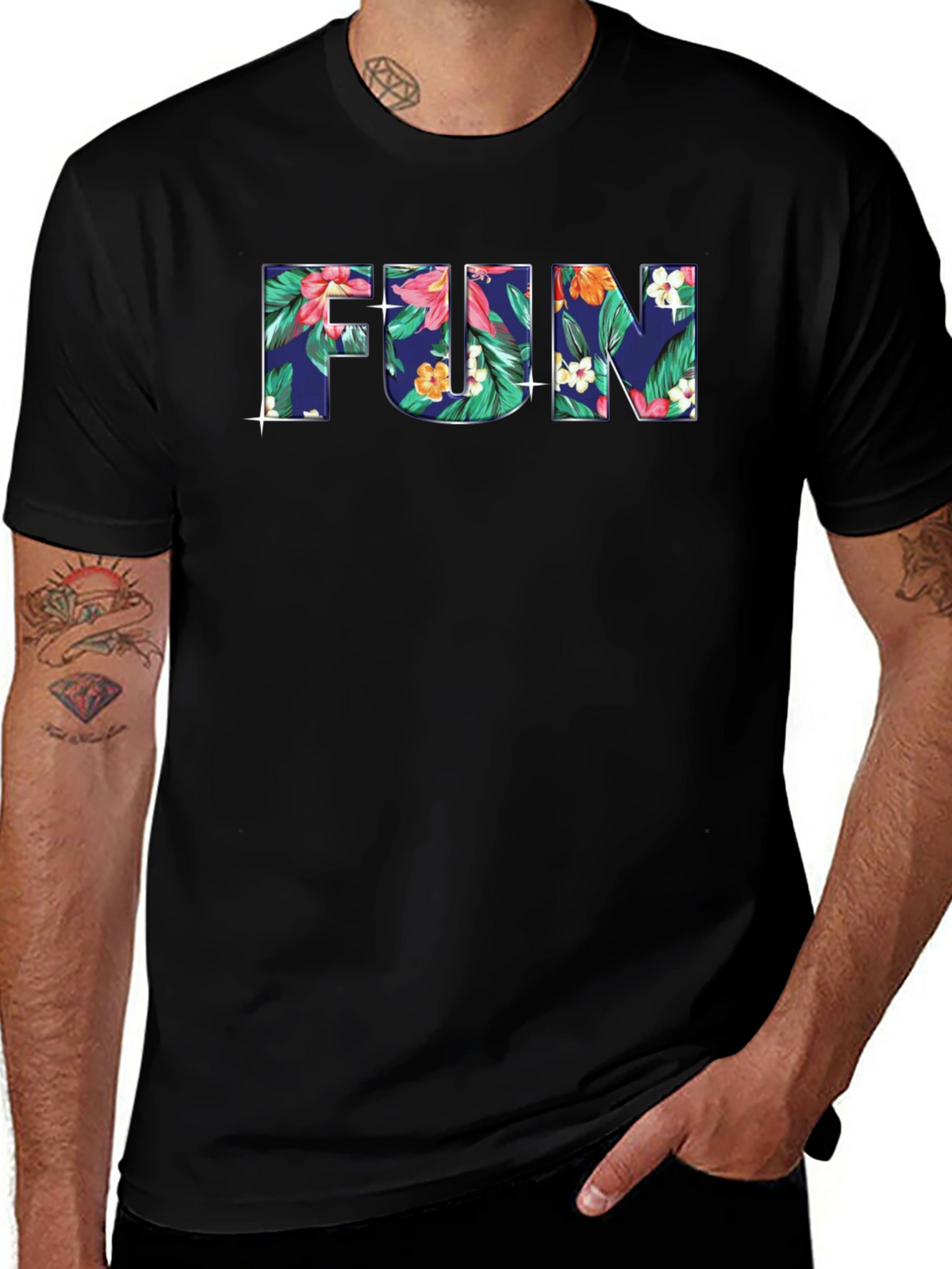 Fun Floral Black T-Shirt