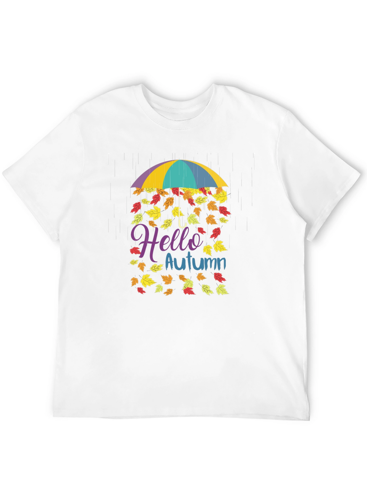 Hello Autumn Fall Leaves Umbrella T-Shirt